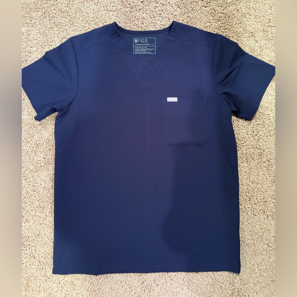 Figs Men's Navy Blue Leon Scrub Top